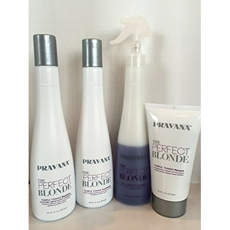 Perfect Set - Pravana The Perfect Blonde Purple Toning Shampoo, Conditioner, Masque & Leave In Spray Set