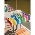 thumbnail image 2 of Outdoor Tablecloth with Umbrella Hole for Patio/Picnic/Party/Camping, Colorful Hands Print Waterproof Table Cloth Square Cover Washable, Cartoon Cute Funny Love Heart Beige (54"x 54"), 2 of 8