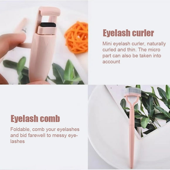 2 Pieces Eyelash Curlers Brush Tint Kit Tool portable travel Eye-lash Curl Foldable Heated Lashs Steal Curler in Suction Card Packing for Adults