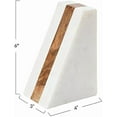 thumbnail image 4 of Marble Geometric Bookends with Wood Inlay, White Marble Geometric Bookends with Wood Inlay, White, 4 of 7