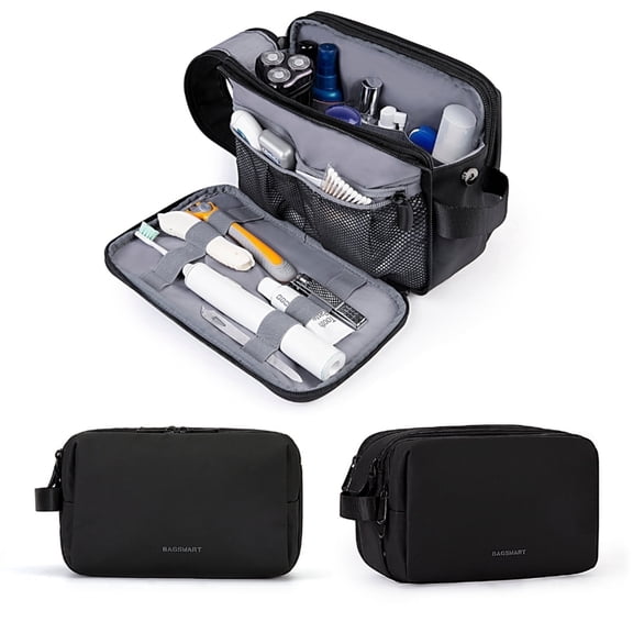 BAGSMART Large Size Toiletry Bag for Men, Travel Makeup Bag Cosmetic Organizer Water-resistant Shaving Bag for Toiletries Accessories, Black