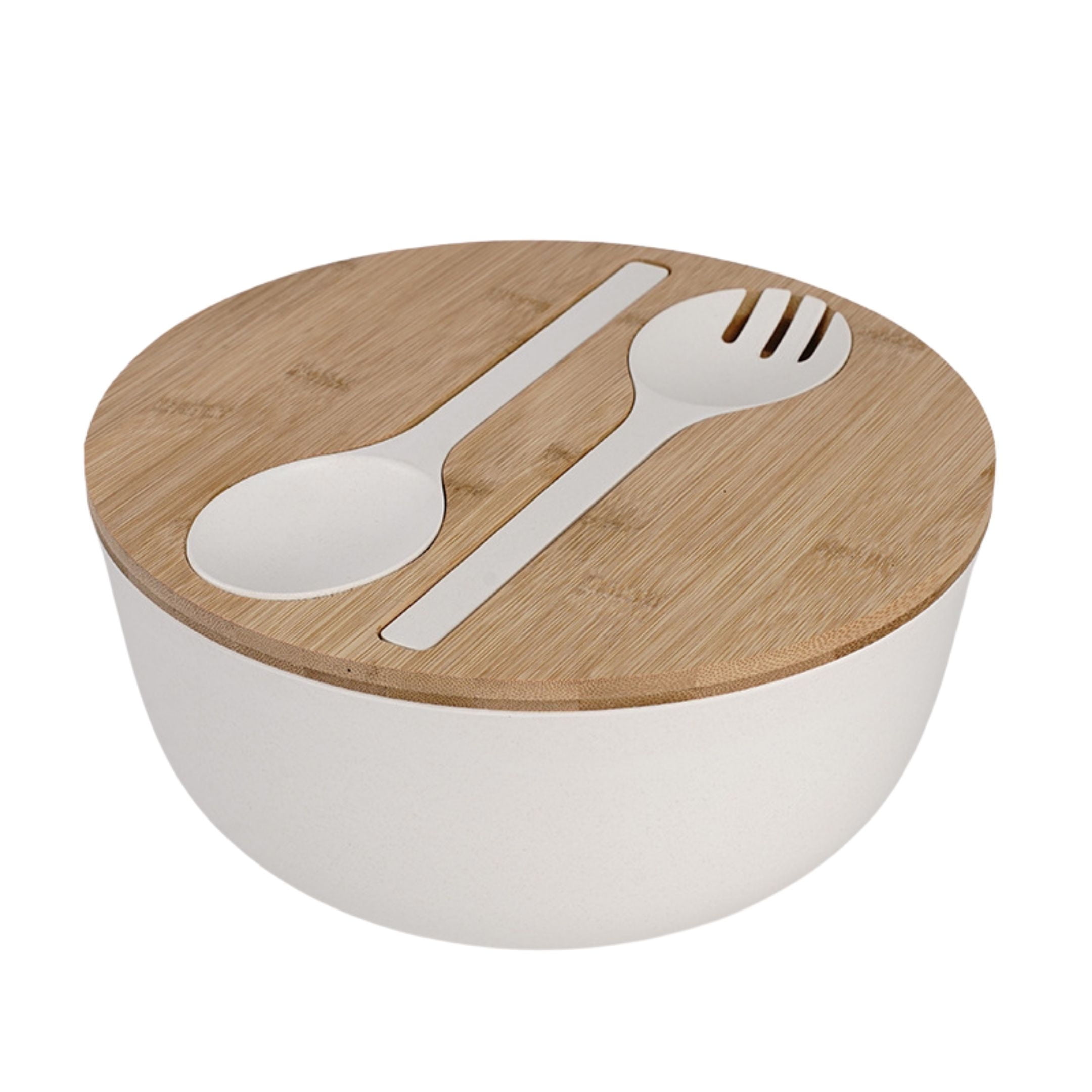 Bamboo Fiber Salad Bowl Set With Serving Utensils,Large 9.8 Inches