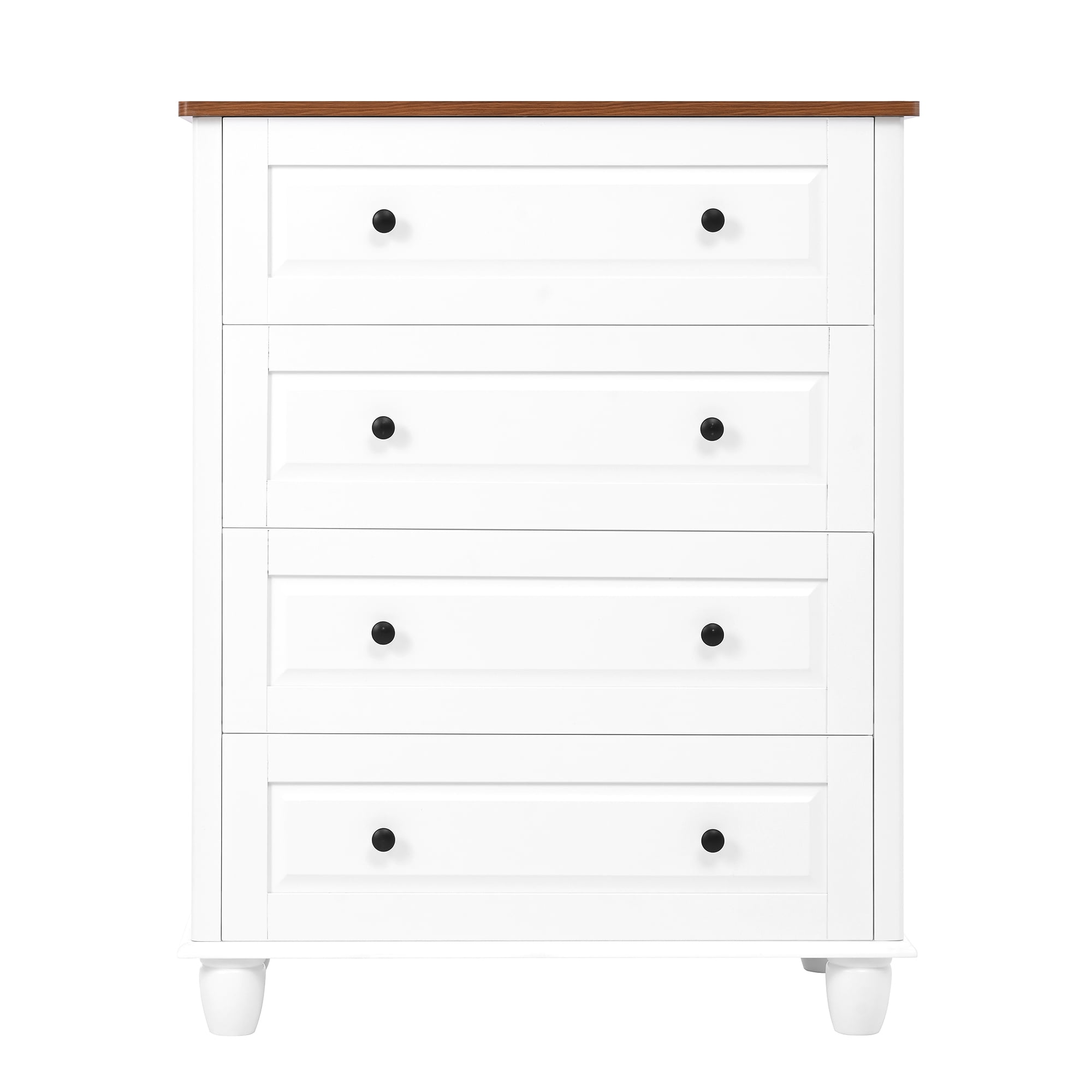 Aukfa 4 Drawer Dresser,Wood Closet Tall Chest of Drawers Storage Cabinet for Nursery Bedroom Living Room Hallway, White