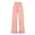 thumbnail image 4 of Nestiefly Womens Wide Leg Pants Drawstring Elastic High Waisted Ruffle Hem Palazzo Casual Pants with Pockets 2026 Pink XL, 4 of 7
