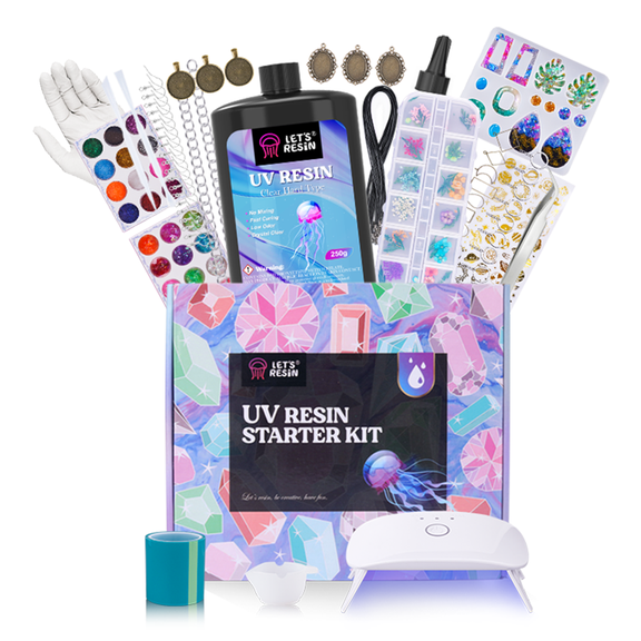 LET'S RESIN All-In-One Jewelry Making Kit - 153Pcs Clear Resin with UV Lamp & Accessories for Keychains & Diy Jewelry, Gift UV Resin for Beginners