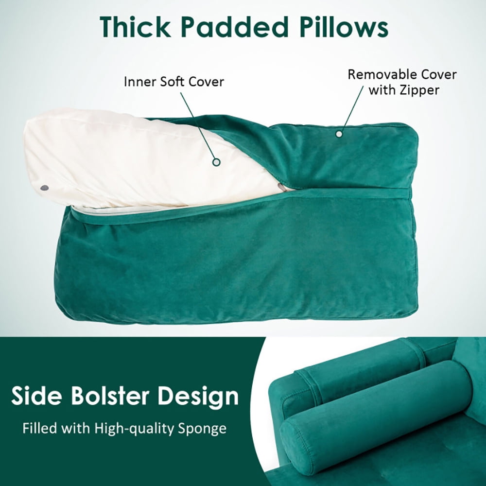 Finihen L-shaped Sectional Sofa Couch, Modular L-shaped 3-Seat Sectional Sofa with Reversible Chaise and 2 USB Ports, for Living Room, Teal Finihen L-shaped Sectional Sofa Couch, Modular L-shaped 3-Seat Sectional Sofa with Reversible Chaise and 2 USB Ports, for Living Room, Teal