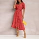 thumbnail image 4 of Vestido De Mujer, Hermoso Y Atractivo Estampado Con Cuello En V Para Viajes Para El Ocio Diario OTVIAP M rojo, 4 of 6