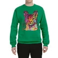thumbnail image 2 of Wild Bobby Dean Russo Colorful Cat Abyssinian Cat Lover Unisex Crewneck Graphic Sweatshirt, Kelly, Large, 2 of 5