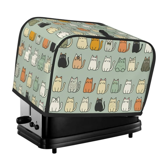 Toaster Cover For 2 Or 4 Slice, Two Or Four Slice Toaster Hood Dust-Proof Cover For Kitchen Washable Small Appliance Cute Cat Sketch