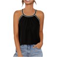 thumbnail image 2 of Penkiiy Women's Chiffon Sleeveless Top | Summer Fashion Solid Color Halter Neck Cami, Trendy & Comfy Staple XL Black, 2 of 6