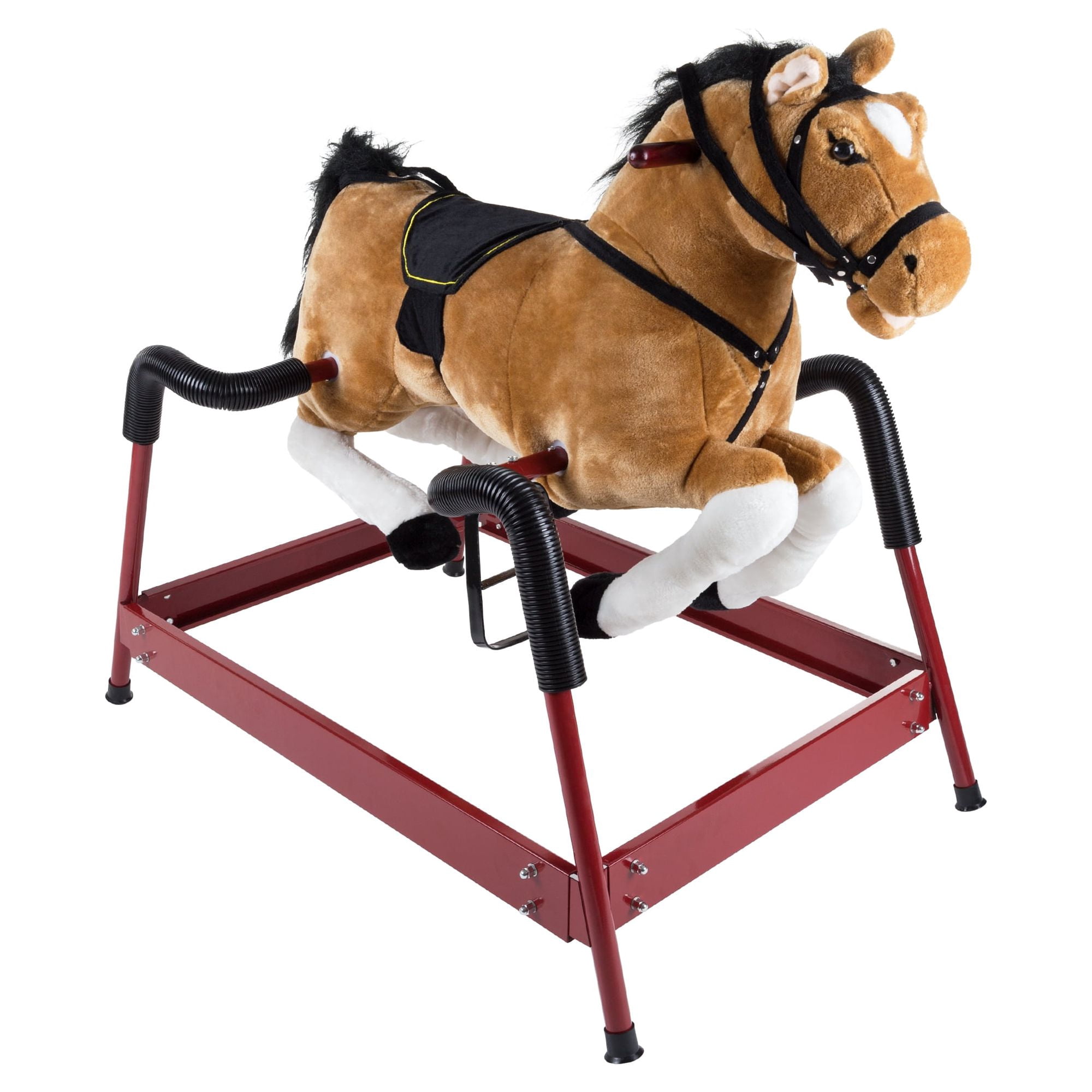 Happy Trails Plush Ride-On Rocking Horse for Kids Ages 3-6, Brown, 1 Each