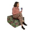 thumbnail image 2 of Tropical Rectangle Pouf, Pastel Hibiscus Bouquets with Banana Palm Leaves Plumeria Frangipani Jungle, Foot Stool for Living Room Office Ottoman with Cover, 25", Red Lime Green, by Ambesonne, 2 of 4