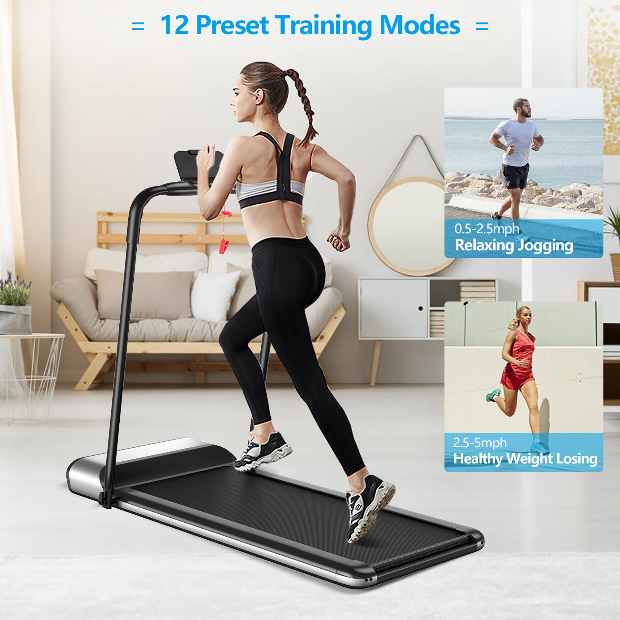 Costway Installation-Free Ultra-Thin Folding Treadmill Exercise Fitness Machine w/5-Layer - image 3 of 10