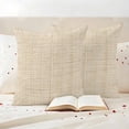 thumbnail image 3 of Beige Rustic Outdoor Waterproof Pillow Covers, Vintage Farmhouse Beige Solid Color Decorative Square Throw Pillowcase Sofa Cushion Sham for Patio/Couch/Chair, 16"x16" 2 Pack, 3 of 8