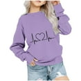 thumbnail image 2 of SGFCWSX Girls Fleece Pullover Fashion Print Sweatshirt Kids Thermal Sweatshirts Purple Size 3-4T, 2 of 4
