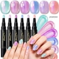 thumbnail image 6 of Cat Eye Gel Nail Polish Pen Set 6 Colors, Water Based Shine Shimmer Quick Dry Nail Art Pens, No UV Lamp Needed, Easy Control Brush Tip for DIY Manicure, Nail Polish Kit Beginner Friendly (A), 6 of 9