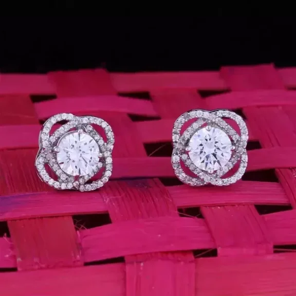 3Ct Round Cut Lab-Created Diamond Stud Earrings in 14k White Gold Plated