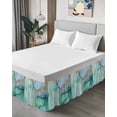 thumbnail image 4 of Teal Bed Skirt King Size, Modern Marble Ink Painting Abstract Art Wrap Around Bed Skirting with Adjustable Elastic Strap, Dust Ruffled Pleated Bedskirts 18 Inch Drop for Bedroom King Beds, 4 of 9