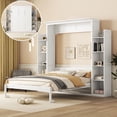 thumbnail image 1 of Queen Size Murphy Bed Frame- White Space-Saving Wall Bed with LED Lights, 1 of 13