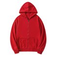 thumbnail image 2 of Sudadera con capucha para hombre, con cremallera completa, manga larga, ligera, sólida, deportiva, con capucha rojo M Unique Bargains Sudadera, 2 of 6