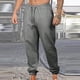 thumbnail image 1 of Pantalones largos para hombre, informales, a la moda, con bolsillos laterales, cintura elástica, color liso, de poliéster, 1 of 6