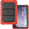 thumbnail image 2 of Allytechgroup Shockproof Case with Screen Protector for Samsung Galaxy Tab A9+ Plus 11" SM-X210 X215 X216, Rugged Bumper Anti-Scratch Kickstand Shoulder Strap Kids Friendly Case Cover, Red, 2 of 8
