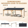 thumbnail image 3 of YODOLLA 20' x 10' Wall-Mounted Outdoor Wood Gazebo, Hardtop Cedar Pergola with Heavy-Duty Awnings for Patio, Deck, Backyard, 3 of 8