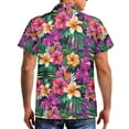 thumbnail image 4 of Garronmavis Hawaiian Flowers Couple Matching Hawaiian Outfits Short Sleeve Shirt for Men Size 2XL Polyester Shirts Blouse and Women's Tank Dress with Pocket Sleeveless Sundress, 4 of 7