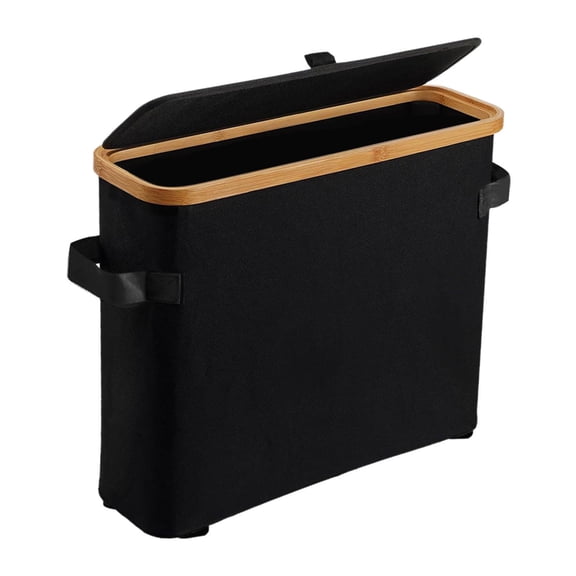 Baoblaze Bamboo Toilet Paper Storage Container Space Saving Large Toilet Paper Holder black