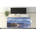 thumbnail image 2 of Landscape Computer Mouse Pad, Photo of Bled in Slovenia with Lake Snowy Mountains and a Castle Pastoral Scenery, Rectangle Non-Slip Rubber Mousepad X-Large, 35" x 15", Multicolor, by Ambesonne, 2 of 2
