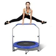TiaGOC Portable & Foldable Trampoline - 40" in-Home Mini Rebounder with Adjustable Handrail, Fitness Body Exercise - SLSPT409, Blue