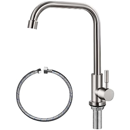 Cold Only Water Faucet Single Hole Kitchen Sink Faucet SUS304 Stainless Steel Brushed Nickel