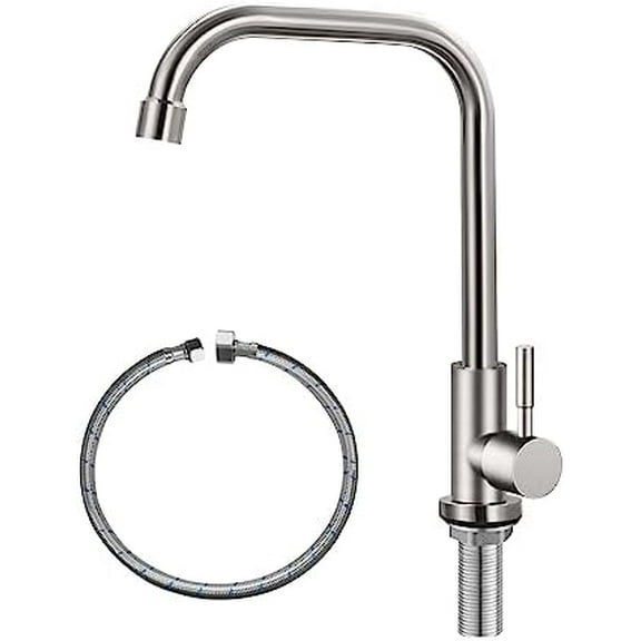 Cold Only Water Faucet Single Hole Kitchen Sink Faucet SUS304 Stainless Steel Brushed Nickel
