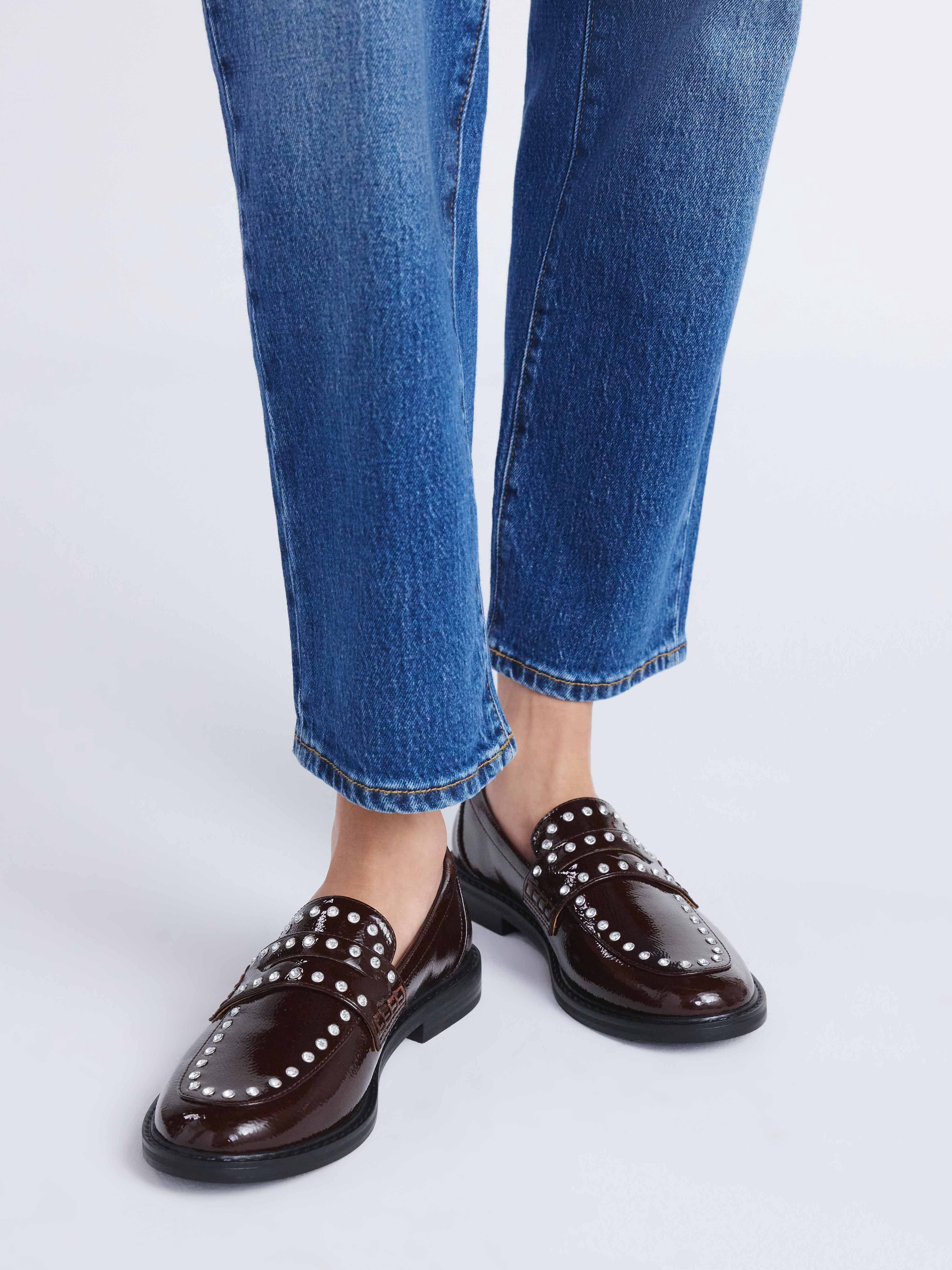 Free Assembly Women's Studded Faux Leather Loafers, Sizes 6-11