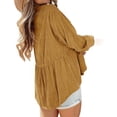 thumbnail image 3 of Women Long Sleeve Corduroy Peplum Shacket Jacket Button Down Babydoll Shirts Oversized Casual Blouses Tops, 3 of 6