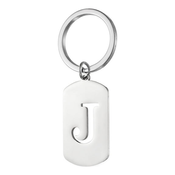 Uxcell Initial Letter Key Chain, A-Z KeyChain DIY Pendant Key Ring for Keys Purse Party Gifts, Silver (Letter J)