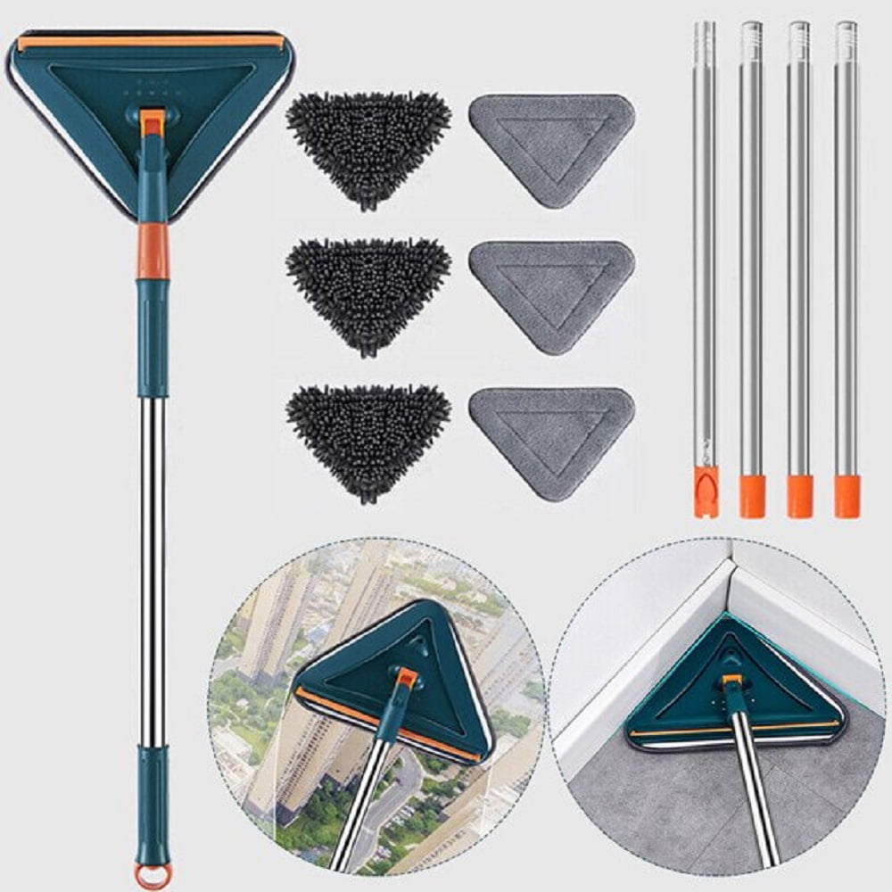 Hinzonek85" Wall Mop Wall Cleaner with Long Handle , 360 Rotating Microfiber Dust Mop Triangle Wet and Dry Dust Mop for Ceiling Window Washer, Cleaning Wall and Baseboard Duster