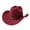 Red, variant on RUINIXCW Western Cowboy Cowgirl Hat for Women Men Wide Brim Pentagram Leather Belt Fedora Hat Wool Felt Vintage Jazz Hats