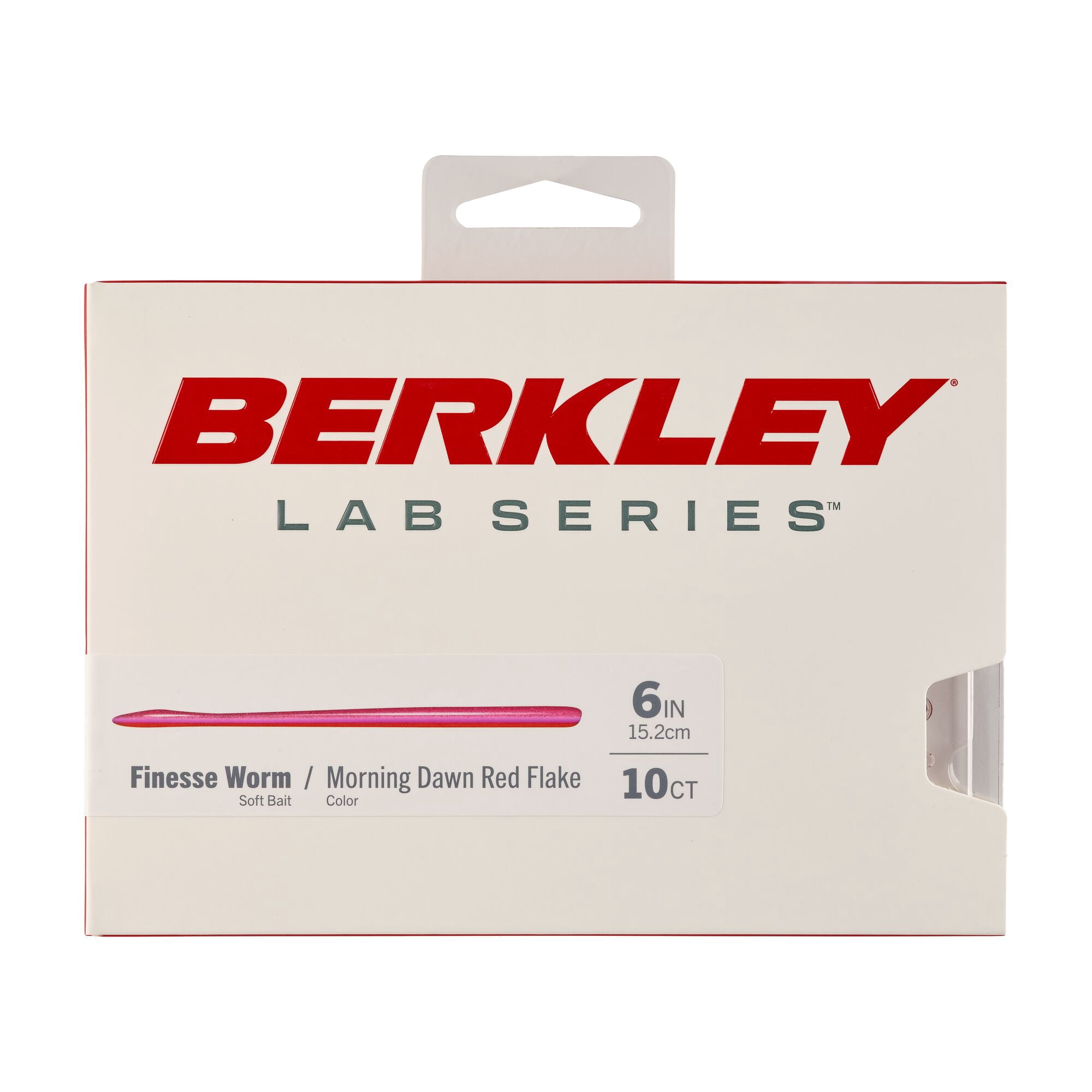 Berkley Lab Series™ Finesse Worm Fishing Soft Bait, 6 in, Morning Dawn Red Flake (10 Count)