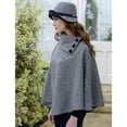 thumbnail image 5 of Ladies Three Button Gray Herringbone Irish Tweed Poncho Made By Mucros Weavers, 5 of 7