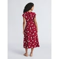 thumbnail image 3 of Time and Tru Women's and Women's Plus Ruffle Midi Dress with Flutter Sleeves, Sizes XS-4X, 3 of 5