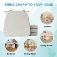 thumbnail image 7 of Chair Cushions for Dining Chairs Set of 4, Non Slip Kitchen Chair Pads, 17" x 16" x 2", Indoor Dining Chair Cushions with Ties, D-Shaped Seat Cushions for Kitchen Chairs, Beige, 7 of 7