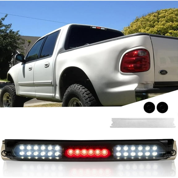 3rd Brake Light for 1997-2003 Ford F150/ 2004 Ford F150 Heritage/ 1997 1998 1999 Ford F250 LED High Mount Stop Third Brake Light, OEM# XL3Z13A613AA (Chrome Housing Smoke Lens)