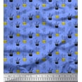 thumbnail image 1 of Soimoi Blue Poly Georgette Fabric Cactus Leaves Print Sewing Fabric Yard 42 Inch Wide, 1 of 3