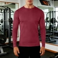 thumbnail image 2 of Couche de Base de Cyclisme Homme Couleur Unie à Manches Longues Col Rond Extensible Couche de Base Tenue de Mise en Forme Haut de Cyclisme Extérieur Matériau en Fibre de Polyester, 2 of 9