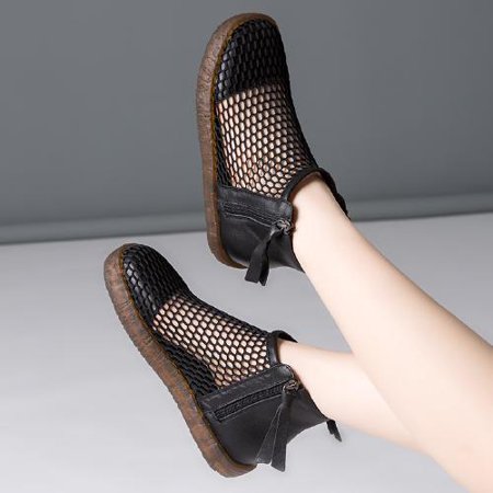 

High-Top Sandals Women s Shoe Fashion Soft Comfortable Breathable Leather Hollow Net Boots New Casual Flat Sports Women s Boots