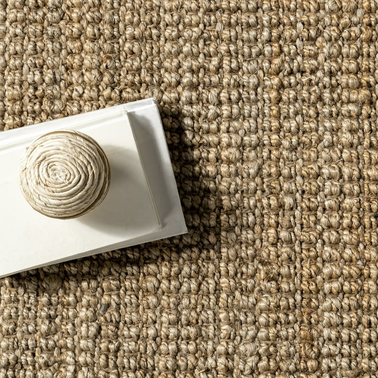 nuLOOM Natura Hand-Woven Jute Area Rug, Beige, Ideal for Living