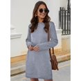 thumbnail image 6 of Dresses for Women Long Sleeve Casual Loose Fit Fall Fashion Crewneck Mini Dress with Pockets Light Gray XXL, 6 of 7