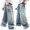 100P-Blue, variant on ZXLBBD Boys Casual Jeans Straight Leg Stylish Emborider Baggy Denim Pants for Kids and Teenagers Fashion Durable Loose Dailywear