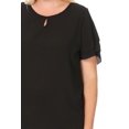 thumbnail image 5 of Women's Plus Size Casual Solid Flowy Short Sleeve Round Neck Key Hole Tee Blouse Top, 5 of 6